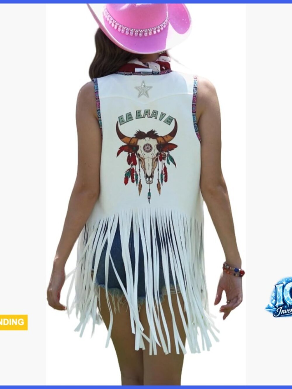 Faux Suede Rhinestone Tassel Cowgirl Vest Sleeveless Fringe Jacket